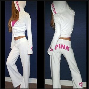 RARE VS PINK French Terry Hoodie & flare terry cloth pants!